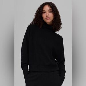 ALO Yoga Waffle Weekend Escape Mock Neck Long Sleeve Black Sweater Top XS NWT